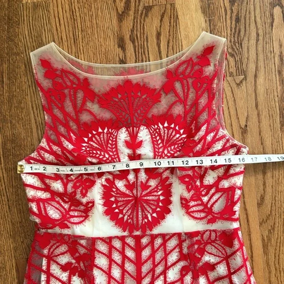 Anthropologie | Geisha Designs | Sugared Ruby Red Lace Dress | Size 6 - Picture 8 of 17